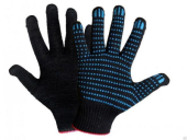 Перчатки х/б с ПВХ двойные плотные черн./5/