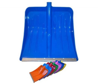 Лопата снег.пластм.с планкой 360*420 Малыш Люкс d32(синий) б/ч